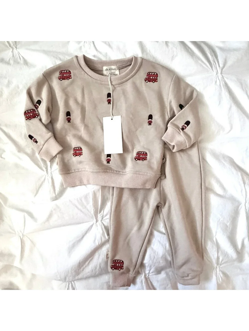 Milk & Black Tan British London Embroidered Sweatshirt and Joggers Set